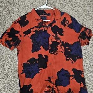 Denim & Flower Red And Navy Floral Button Down